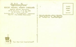 Rocky Mount North Carolina 1960s Postcard Holiday Inn Motel Swimming Pool