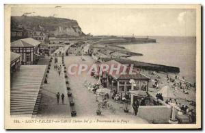 Old Postcard Saint Valery en Caux Panorama of the Beach