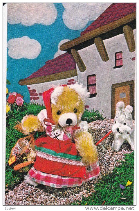 Teddy Bear dressed as maiden with toy dog, 40-60s