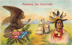 G94/ Patriotic Postcard c1910 Native American Indian Eagle Memorial Day  4