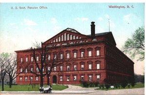 VINTAGE POSTCARD U.S. GOVERNMENT PENSION HOUSE WITH STREET VENDOR WASHINGTON D.C