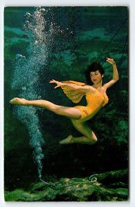 Weeki Wachee Florida Postcard Mermaid Kicks Leg Underwater Show Chrome Unused