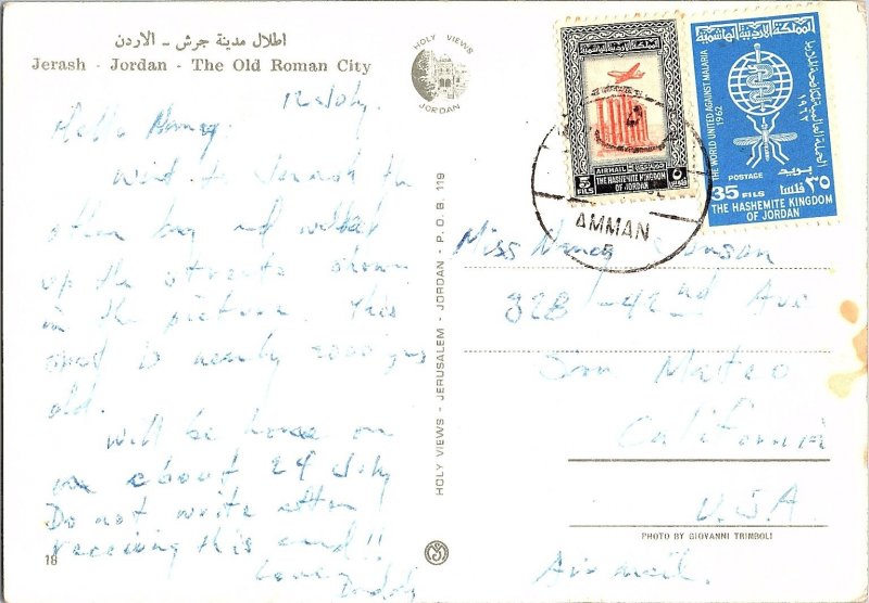 Beautiful View Jerash Ancient Jordan Old Roman City Postcard