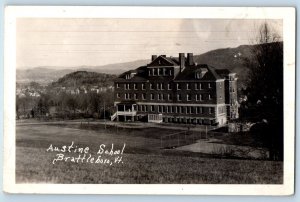 Brattleboro Vermont VT Postcard RPPC Photo Austin School Building c1940's