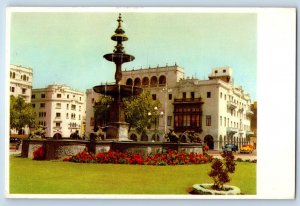 Lima Peru Postcard Fountain in the Plaza de Armas c1950's Vintage Posted