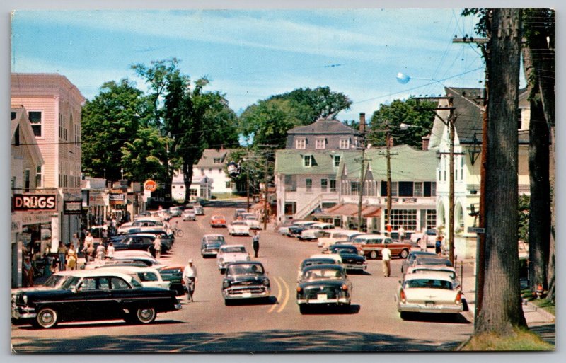 Wolfeboro New Hampshire Main Street Business District Chrome UNP Postcard