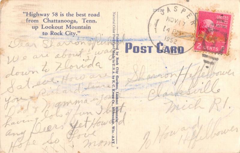 LOOKOUT MOUNTAIN GA FAIRYLAND CAVERNS OLD WOMAN WHO LIVED IN SHOE POSTCARD 1952 