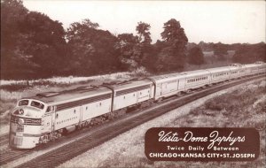Vista Dome Zephyrs Burlington Route Railroad Train Vintage Postcard
