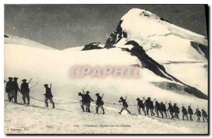 Old Postcard Militaria Alpine hunters on a glacier