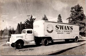 Real Photo Postcard Swan's Moving & Storage Co Truck in Bellingham, Washington