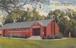 D92/ Cartersville Georgia Ga Postcard Linen St Francis Catholic Church Building