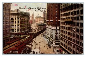 Vintage 1918 Postcard Broadway and 33rd Street Pedestrians Cars New York City NY