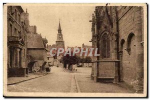 Dinan Postcard Old Place St Savior Tower & # 39horloge