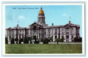 1940 View Of State Capitol Building Cheyenne Wyoming WY Vintage Postcard 