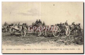 Postcard Old Army War 1914 A battery of 75 taking position