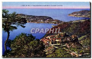 Old Postcard Eze View Taking the Road of the Grande Corniche