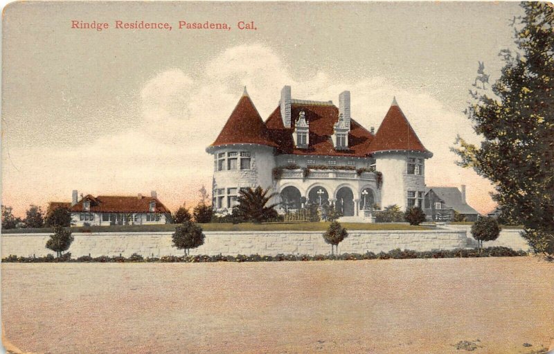 Pasadena California c1910 Postcard Rindge Residence
