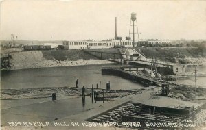 C-1915 Wisconsin Brainerd Paper Pulp Mill Mississippi River Postcard 22-11316