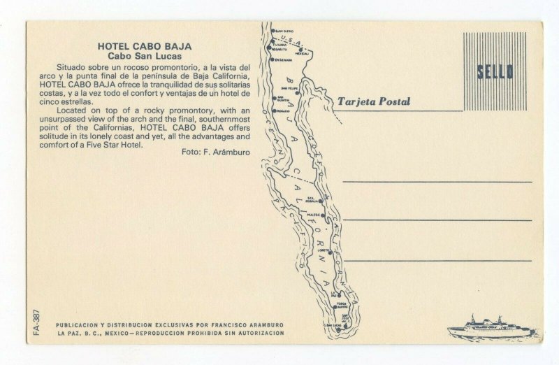 Postcard Hotel Cabo Baja Cabo San Lucas Mexico Standard View Card