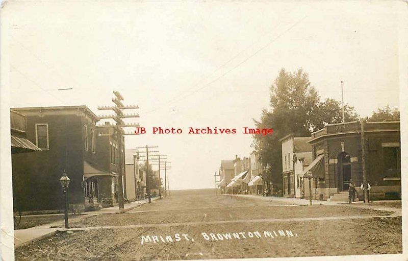 MN, Brownton, Minnesota, RPPC, Main Street, Business Section, Photo