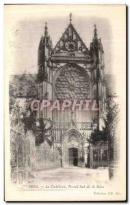 Old Postcard Sens cathedral South Gate says Moses