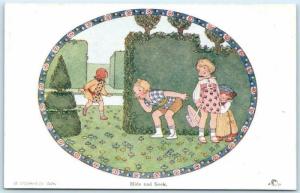 WILLEBEEK LE MAIR Artist Signed  HIDE AND SEEK  Little People c1910s Postcard