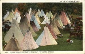 Native Americana Pendleton Roundup Indian tepees Village c1920 Postcard