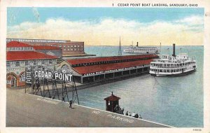 Cedar Point Lake Steamer Boat Landing Sandusky Ohio 1937 postcard