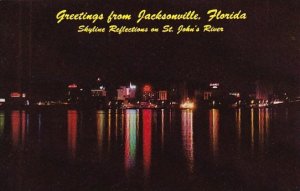 Florida Jacksonville Greetings From Jacksonville Skyline Reflections On Saint...