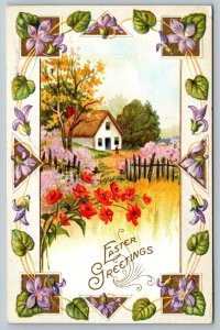 Easter Greetings  Providence Rhode Island Cancel  Embossed Postcard  1913