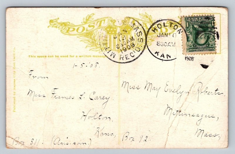 1909  New Methodist Church  Holton  Kansas   Postcard