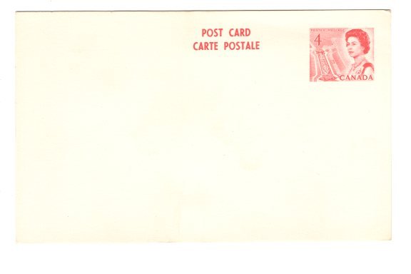 Postal Stationery Postcard Elizabeth II 4 Cent Red Canada