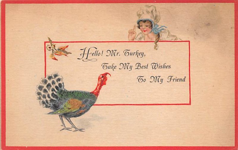 Thanksgiving Greetings Unused a lot of stain on front,