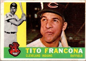 1960 Topps Baseball Card Tito Franco Cleveland Indians sk1837