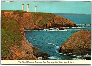 Postcard Ireland Munster Waterford The Metal Man and Tramore Bay