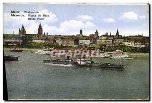 Old Postcard Mainz Rheinpartie Boat