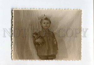 3058056 Girl w/ TEDDY BEAR Toy Old REAL PHOTO