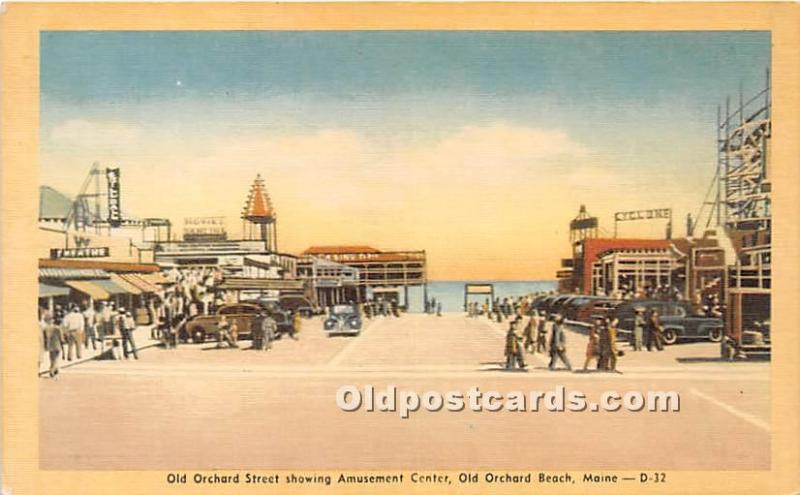 Old Orchard Street showing Amusement Center Old Orchard Beach, Maine, ME, USA...