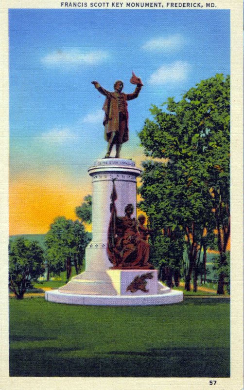 [ Linen ] US Maryland Frederick - Francis Scott Key Monument