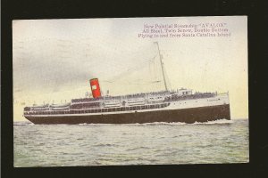 USA Postmarked 1922 Steamship AVALON Catalina Island Postcard