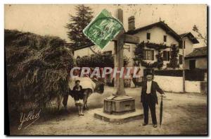 Old Postcard Folklore Basque Departure for the Messa hitch Oxen