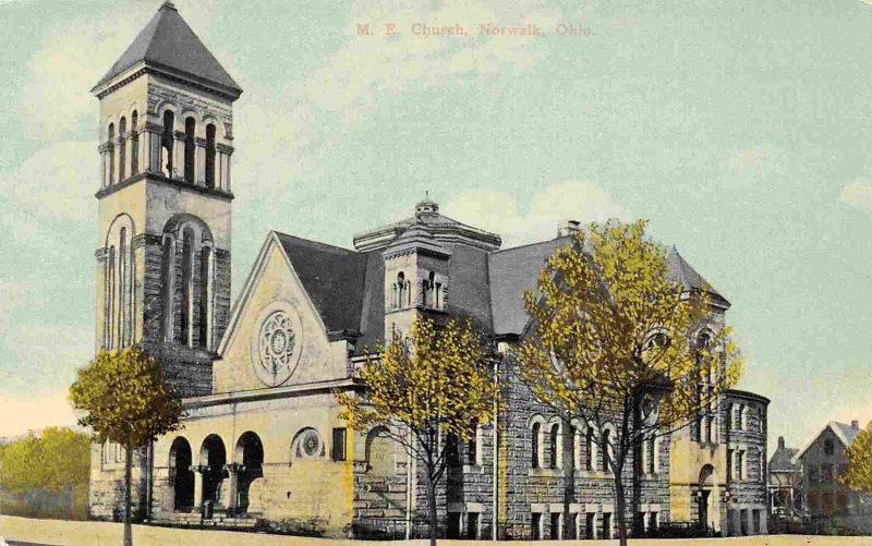 M E Church Norwalk Ohio 1910c postcard