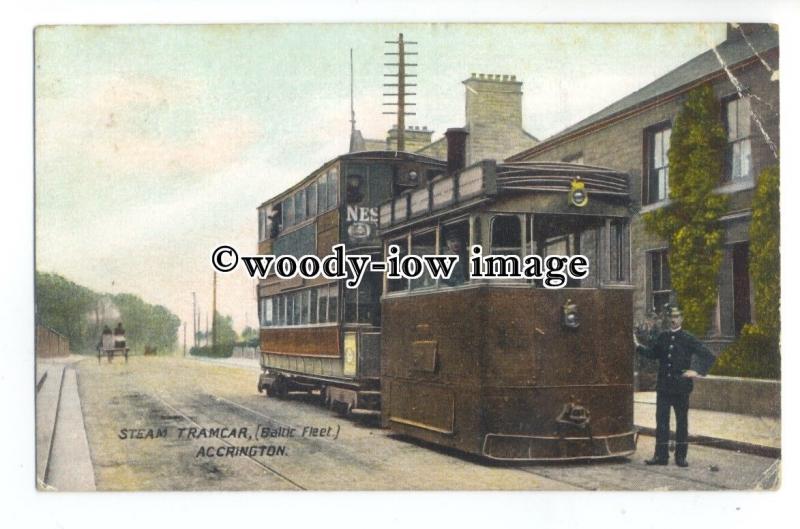 tm5837 - Lancashire Tram - Steam Tramcar (Baltic Fleet) in Accrington - postcard