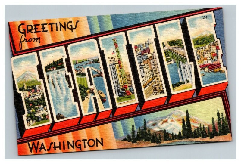 Vintage 1940's Postcard Greetings From Seattle Washington - City Views