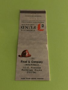 Matchbook Cover Read & Company Insurance  Anchorage, Alaska MB186