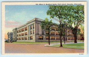 KENOSHA, Wisconsin WI ~ Mary D. Bradford SENIOR HIGH SCHOOL c1940s Postcard