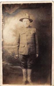 C66/ Patriotic Postcard c1920 Army Soldier Uniform Real Photo RPPC 14