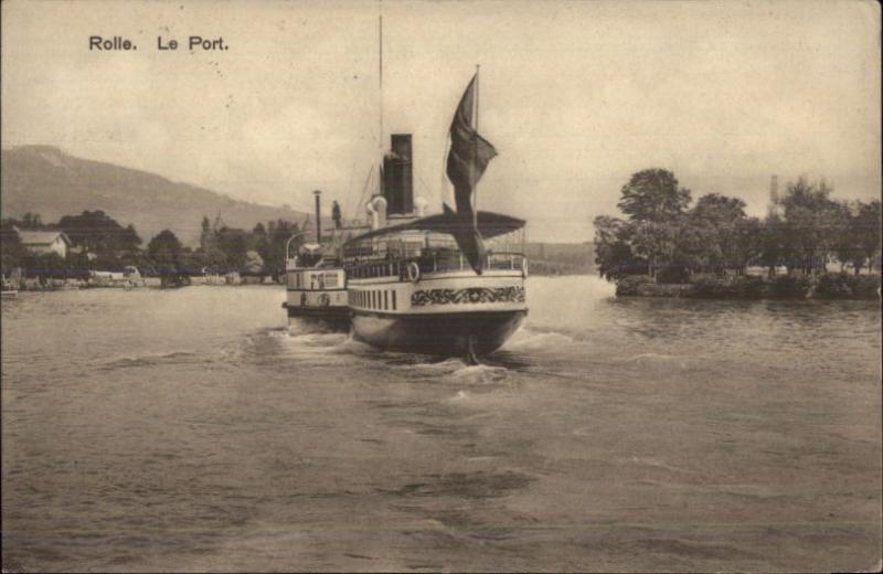 Rolle Switzerland Le Port & Steamer Steamship c1910 Postcard