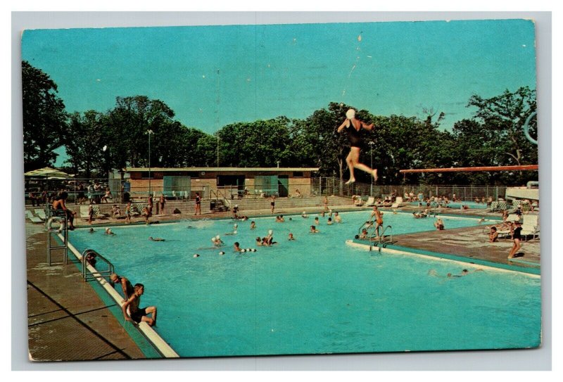 Vintage 1966 Advertising Postcard Municipal Swimming Pool Forest City Iowa 