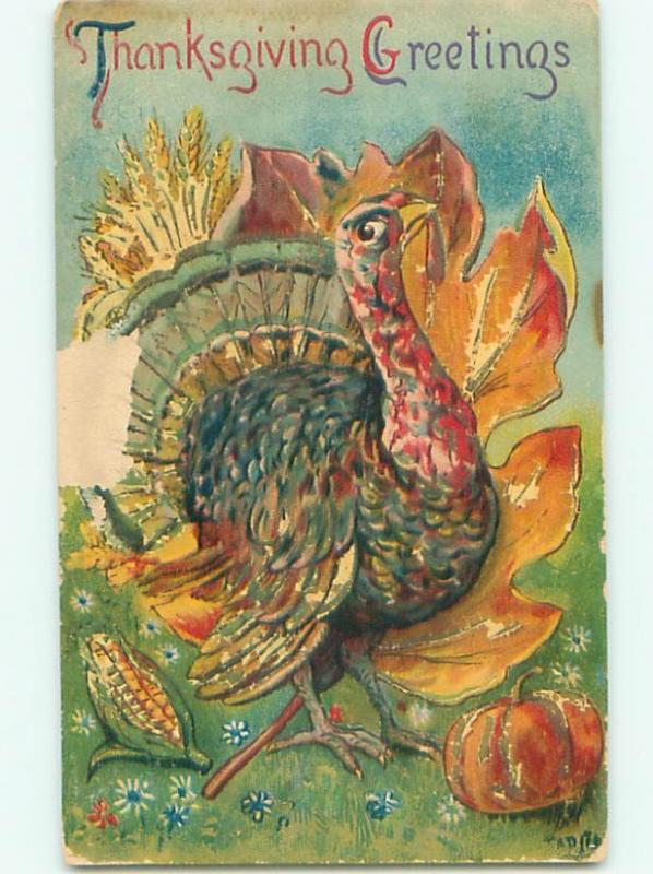 Divided-Back THANKSGIVING SCENE Great Postcard AA0688